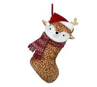 Valery Madelyn Brown Reindeer Christmas Stockings 21 Inches Large Cheerful Pet Stockings with 3D Hat, Knitted Cuffs and Faux Fur Cuffs