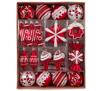 Valery Madelyn Christmas Ball Ornaments, 60ct Candy Cane Red and White Shatterproof Christmas Tree Decorations Set, Variety Decorative Hanging Ornaments for Xmas Trees Bulk Holiday Party Decor