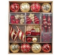 Valery Madelyn Christmas Ball Ornaments, 60ct Red and Gold Shatterproof Christmas Tree Decorations Set, Luxury Hanging Ornaments for Xmas Trees Bulk Holiday Decor
