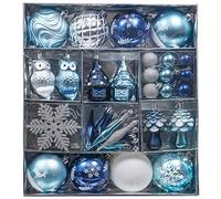 Valery Madelyn Christmas Ball Ornaments for Tree Decor, 80ct Winter Wishes Silver and BlueShatterpro of Assorted Christmas Tree Ornaments Value Pack for Xmas Decoration