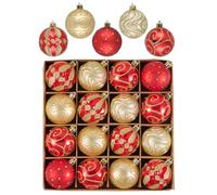 Valery Madelyn Christmas Baubles, 16pcs 6cm Red and Gold Shatterproof Giant Tree Balls Ornaments for Xmas Decoration,Large
