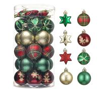 Valery Madelyn Christmas Baubles, 35pcs 5cm Country Red, Green & Gold Ball Ornaments for Tree Decorations