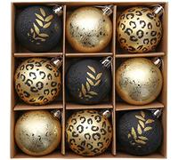 Valery Madelyn Christmas Baubles,9pcs 6cm Black and Gold Christmas Ball Ornaments for Tree Decorations