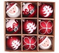 Valery Madelyn Christmas Baubles, 9pcs 6cm Red and White Christmas Ball Ornaments for Tree Decorations