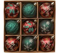 Valery Madelyn Christmas Baubles,9pcs 6cm Red Green and Gold Christmas Ball Ornaments for Tree Decorations