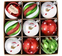 Valery Madelyn Christmas Baubles, 9pcs 6cm Red, Green & White Christmas Ball Ornaments for Tree Decorations