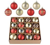 Valery Madelyn Christmas Baubles Set 16pcs 60mm, Traditional Red and Gold Christmas Ball Shatterproof Ornaments for Xmas Tree Decorations