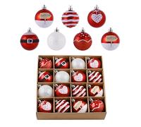 Valery Madelyn Christmas Baubles Set 16pcs 60mm, Traditional Red and White Christmas Ball Shatterproof Ornaments for Xmas Tree Decorations