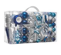 Valery Madelyn Christmas Ornaments Set, 100ct Navy Blue and Silver Shatterproof Christmas Tree Decorations Ball Ornaments Bulk, Winter Wonderland Hanging Ornaments for Xmas Trees Holiday Decor