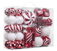 Valery Madelyn Christmas Ornaments Set, 108ct Candy Cane Red and White Shatterproof Christmas Tree Decorations Ball Ornaments Bulk, Decorative Hanging Ornaments for Xmas Trees Holiday Party Decor