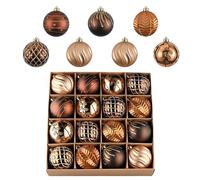 Valery Madelyn Christmas Ornaments Set, 16ct Bronze Copper and Gold Shatterproof Christmas Tree Decorations Ball Ornaments Bulk, 3.15 Inches Elegant Hanging Ornaments for Xmas Trees Decor