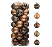 Valery Madelyn Christmas Ornaments Set, 35ct 2 Inches Brown Copper Gold Shatterproof Christmas Tree Decorations, Luxury Hanging Ball Ornaments Bulk for Xmas Holiday Party Decor