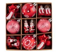 Valery Madelyn Christmas Ornaments Set, 35ct Red and White Shatterproof Christmas Tree Decorations Variety Ball Ornaments Bulk, Whimsical Hanging Ornaments for Xmas Holiday Party Decor