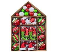 Valery Madelyn Christmas Ornaments Set, 70ct Elf Red Green White Shatterproof Christmas Tree Decorations Ball Ornaments Bulk, Decorative Hanging Ornaments for Xmas Trees Holiday Party Decor
