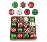 Valery Madelyn Christmas Ornaments Tree Decorations, 16ct Elf Red Green White Shatterproof Christmas Ball Ornaments Set, 2.36 Inch Decorative Hanging Ornament Bulk for Xmas Holiday Party Decor