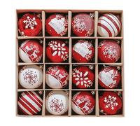 Valery Madelyn Christmas Tree Baubles Decorations, 16pcs 6cm Red and White Shatterproof Baubles for Christmas Tree Balls Ornaments for Xmas Decoration
