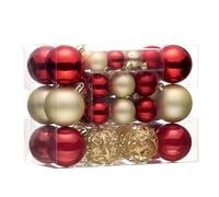 Valery Madelyn Christmas Tree Decorations 50pcs, Red and Gold Xmas Baubles Shatterproof Ball Ornaments Pack