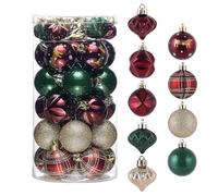 Valery Madelyn Christmas Tree Decorations Baubles, Red Gold and Green Baubles for Christmas Decorations,35pcs 5cm Red Green Gold Shatterproof Ball Ornaments for Tree Decorations, British Hanging Gifts