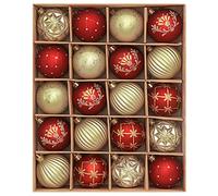 Valery Madelyn Christmas Tree Decorations Christmas Baubles Red Gold 20pcs 6cm Shatterproof Baubles for Tree Balls Ornaments for Traditional Xmas Decoration
