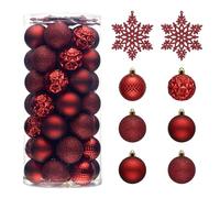Valery Madelyn Christmas Tree Decorations Ornament Set, 50ct 2.36 Inches Burgundy Red Shatterproof Christmas Ball Ornaments Hanging Xmas Holiday Party Decor