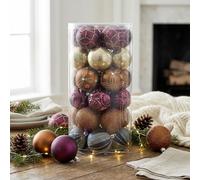 Valery Madelyn Christmas Tree Ornaments, 30ct 2.36 Inches Bronze Copper Gold and Purple Shatterproof Christmas Tree Decorations, Luxury Hanging Ball Ornaments Bulk for Xmas Holiday Party Decor