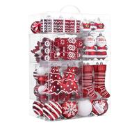 Valery Madelyn Christmas Tree Ornaments Set, 155ct Red and White Shatterproof Christmas Tree Decorations Bulk, Traditional Hanging Ball Ornaments for Xmas Trees Holiday Party Decor