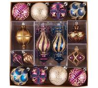 Valery Madelyn Christmas Tree Ornaments Set, 60ct Bronze Copper Gold and Purple Shatterproof Christmas Tree Decorations Bulk, Luxury Hanging Ball Ornaments for Xmas Trees Holiday Decor