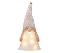 Valery Madelyn Christmas Tree Topper Decorations,Nodic Gnome with 16.5 inch White and Gold Santa Tree Top Star, with 3 Warm LED Lights, Timer Battery Box (Batteries Not Included),Perfect for gift