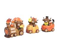Valery Madelyn Fall Decorations for Home, Lighted Highland Cow Train Decor for Table Indoor, Resin Fall Decor Sunflower Mushroom Corn Thanksgiving Figurines for Autumn Harvest Porch Tiered Tray, 4.3"