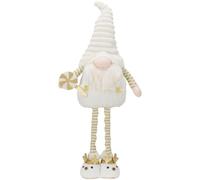 Valery Madelyn Large Christmas Gonk Decorations, White and Gold Standing Gnome Gifts for Women Kids, Xmas Pull Up Gonk with Stretchable Leg, 50-64cm