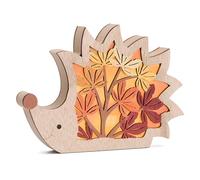 Valery Madelyn Light Up Autumn Decorations, Hedgehog LED Table Ornaments, Wooden Autumn Lights for Harvest Fall Halloween Home Decor.18x13cm