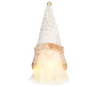 Valery Madelyn Lighted Christmas Tree Topper Gnome with Timer, 12.5 Inch White and Gold Fabric Cute Santa Gnome Tree Topper with LED Lights for Party Christmas Decoration Indoor, Battery Operated