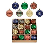 Valery Madelyn Ornaments for Christmas Trees, 16ct Red Green and Gold Shatterproof Christmas Tree Decorations, 2.36 Inches Luxury Hanging Ball Ornaments for Xmas Holiday Party