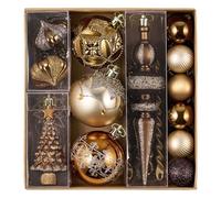 Valery Madelyn Ornaments for Christmas Trees, 35ct Bronze Copper Brown and Gold Shatterproof Christmas Tree Decorations, Luxury Hanging Ball Ornaments Bulk for Xmas Holiday Party Decor
