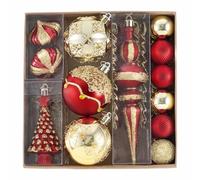 Valery Madelyn Ornaments for Christmas Trees, 35ct Red and Gold Shatterproof Christmas Tree Decorations, Luxury Hanging Ball Ornaments Bulk for Xmas Holiday Party Decor