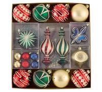 Valery Madelyn Ornaments for Christmas Trees, 60ct Red Green Blue and Gold Shatterproof Christmas Tree Decorations, Luxury Hanging Ball Ornaments Bulk for Xmas Holiday Party Decor