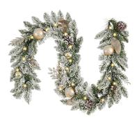 Valery Madelyn Pre-Lit Christmas Garland for Mantel, Elegant Garland with Baubles and Berry, with Led Lights and Timer Function for Party Decor (Champagne Gold, 6ft)