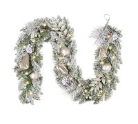 Valery Madelyn Pre-Lit Christmas Garland for Mantel, Elegant Garland with Baubles and Berry, with Led Lights and Timer Function for Party Decor (Champagne Gold, 5feet)