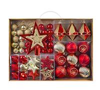 Valery Madelyn Red Gold Christmas Baubles Tree Decorations - 70pcs 3-11cm Shatterproof Balls Ornaments for Traditional Xmas Decoration