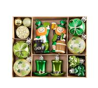Valery Madelyn St Patricks Day Decorations Shamrock Tree Ornament Set, 35pcs Hanging Ball Ornament Irish Festival Decor, Good Luck Clover Green Gold Chirstmas Tree Decorations