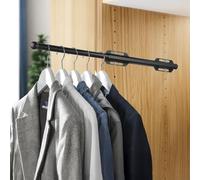 Valet Rod for Closet Pull Out, 12" Adjustable extending closet rod, Standard Retractable closet rod organization rack, Valet Clothing Hanger Rods Extender for Wardrobe Laundry Bathroom (Dark Obsidian)