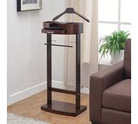 Valet Stand Chair Clothes Butler Mahogany Clothes Stand Dark Brown Valet Stand Walnut Look Silent Valet Stand Made of Wood and Metal Clothes Butler,107 * 43 * 33.5 cm