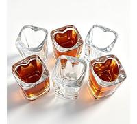 Valeways 2oz Heavy Base Shot Glasses, Sets of 6/Heart Shaped Clear Tequila Shots/Square Shot /Espresso Shot Glass/Bulk Shot Glasses
