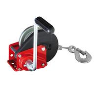Valex 1650140 Manual Winch with Automatic Brake, Rope and Hook, Red and Black