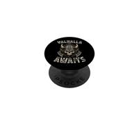 Valhalla Awaits Skull Viking Warrior PopSockets Adhesive PopGrip