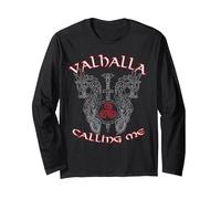 Valhalla Calling Me Vikings Long Sleeve T-Shirt, Adult Unisex, Black, Large