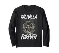 Valhalla Forever Viking Skull Raven Norse Long Sleeve T-Shirt
