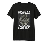 Valhalla Forever Viking Skull Raven Norse Premium T-Shirt