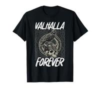 Valhalla Forever Viking Skull Raven Norse T-Shirt