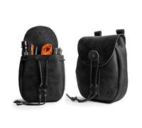 Valhalla Gear, Bushcraft Bag, Portable Safe Pouch for Securely Storing Money, Coins, Bills, Valuables, Full Grain Leather, Handmade, Charcoal Black, Unique, Classic